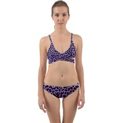 Pattern Leopard Purple Fur Wrap Around Bikini Set by JustToWear