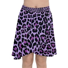 Pattern Leopard Purple Fur Chiffon Wrap Front Skirt by JustToWear