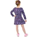 Pattern Leopard Purple Fur Kids  Long Sleeve Velvet Dress View2