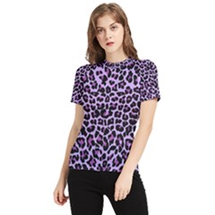 Pattern Leopard Purple Fur Women s Short Sleeve Rash Guard