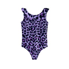 Pattern Leopard Purple Fur Kids  Frill Swimsuit by JustToWear