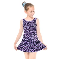 Pattern Leopard Purple Fur Kids  Skater Dress Swimsuit by JustToWear