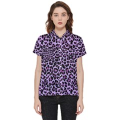 Pattern Leopard Purple Fur Short Sleeve Pocket Shirt