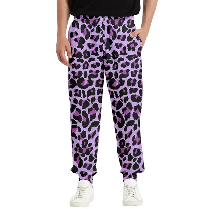 Pattern Leopard Purple Fur Men s Elastic Waist Pants