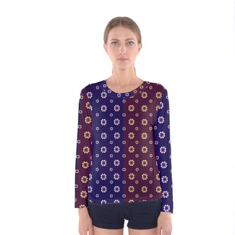 Baatik Print Women s Long Sleeve Tee by designsbymallika