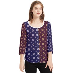 Baatik Print Chiffon Quarter Sleeve Blouse