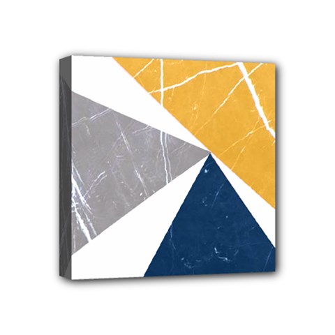 Abstrait Triangles Jaune/bleu/gris Mini Canvas 4  X 4  (stretched) by kcreatif