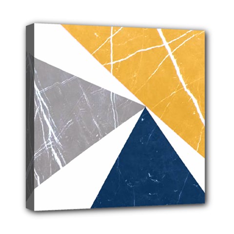 Abstrait Triangles Jaune/bleu/gris Mini Canvas 8  X 8  (stretched) by kcreatif