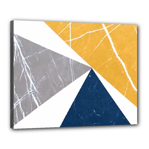 Abstrait Triangles Jaune/bleu/gris Canvas 20  X 16  (stretched) by kcreatif