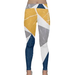 Abstrait Triangles Jaune/bleu/gris Classic Yoga Leggings by kcreatif