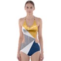 Abstrait triangles Jaune/Bleu/Gris Cut-Out One Piece Swimsuit View1