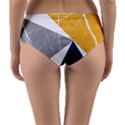 Abstrait triangles Jaune/Bleu/Gris Reversible Mid-Waist Bikini Bottoms View2