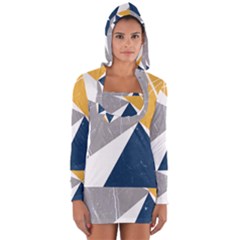 Abstrait Triangles Jaune/bleu/gris Long Sleeve Hooded T-shirt by kcreatif