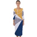 Abstrait triangles Jaune/Bleu/Gris Quarter Sleeve Midi Bodycon Dress View1