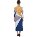 Abstrait triangles Jaune/Bleu/Gris Quarter Sleeve Midi Bodycon Dress View2