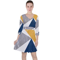 Abstrait Triangles Jaune/bleu/gris Ruffle Dress by kcreatif