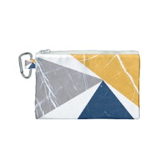 Abstrait Triangles Jaune/bleu/gris Canvas Cosmetic Bag (small) by kcreatif