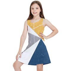 Abstrait Triangles Jaune/bleu/gris Kids  Lightweight Sleeveless Dress