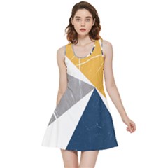 Abstrait Triangles Jaune/bleu/gris Inside Out Reversible Sleeveless Dress