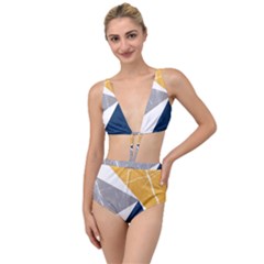 Abstrait Triangles Jaune/bleu/gris Tied Up Two Piece Swimsuit by kcreatif