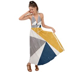 Abstrait Triangles Jaune/bleu/gris Backless Maxi Beach Dress by kcreatif