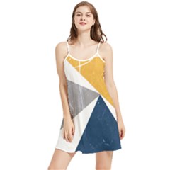 Abstrait Triangles Jaune/bleu/gris Summer Frill Dress