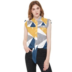 Abstrait Triangles Jaune/bleu/gris Frill Detail Shirt by kcreatif