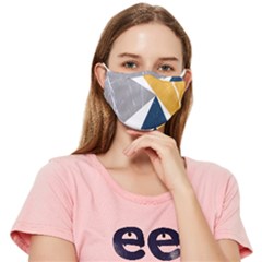 Abstrait Triangles Jaune/bleu/gris Fitted Cloth Face Mask (adult) by kcreatif