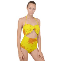 Textureorangejaune Scallop Top Cut Out Swimsuit by kcreatif