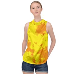 Textureorangejaune High Neck Satin Top by kcreatif