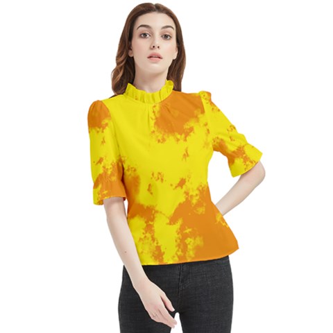 Textureorangejaune Frill Neck Blouse by kcreatif