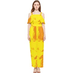 Textureorangejaune Draped Sleeveless Chiffon Jumpsuit