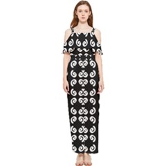 Abstrait Spirale Blanc/noir Draped Sleeveless Chiffon Jumpsuit