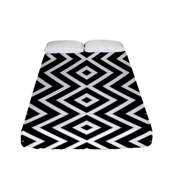 Patternformesgeometriquesnoir5 Fitted Sheet (Full/ Double Size)