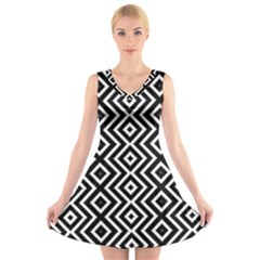 Patternformesgeometriquesnoir5 V-neck Sleeveless Dress by kcreatif