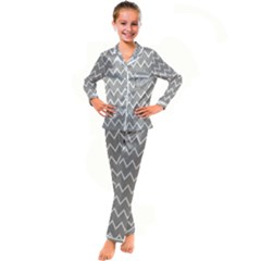 Chevroncolorstaupebeige76 Kid s Satin Long Sleeve Pajamas Set