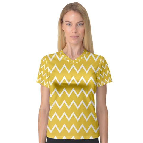 Chevroncolorsblancjaune76 V-neck Sport Mesh Tee by kcreatif