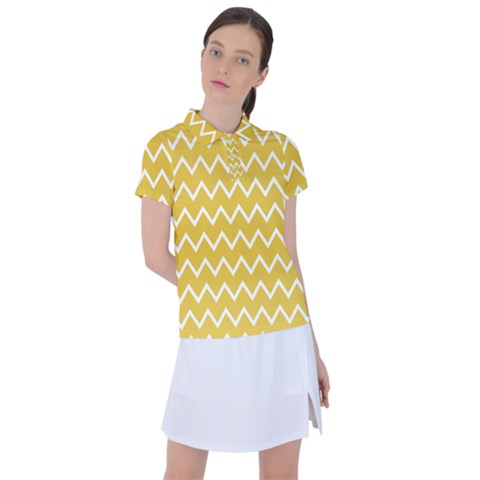 Chevroncolorsblancjaune76 Women s Polo Tee by kcreatif