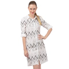 Chevrons Gris/blanc Long Sleeve Mini Shirt Dress by kcreatif