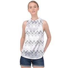 Chevrons Gris/blanc High Neck Satin Top by kcreatif