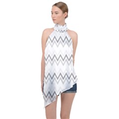 Chevrons Gris/blanc Halter Asymmetric Satin Top by kcreatif