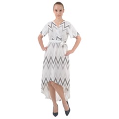 Chevrons Gris/blanc Front Wrap High Low Dress by kcreatif