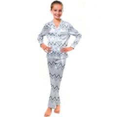 Chevrons Gris/blanc Kid s Satin Long Sleeve Pajamas Set