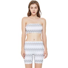 Chevrons Gris/blanc Stretch Shorts And Tube Top Set