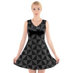 Abstraittrianglesnoir V-neck Sleeveless Dress by kcreatif