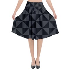 Abstraittrianglesnoir Flared Midi Skirt by kcreatif