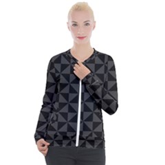 Abstraittrianglesnoir Casual Zip Up Jacket by kcreatif