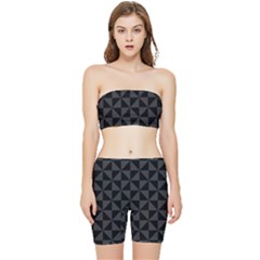 Abstraittrianglesnoir Stretch Shorts And Tube Top Set