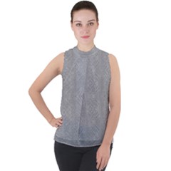 Denimeffetcolorgris65 Mock Neck Chiffon Sleeveless Top by kcreatif