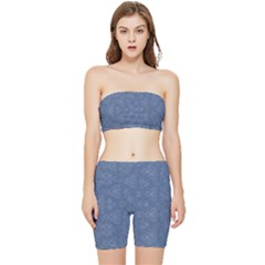 Denimeffetcolorbleu65 Stretch Shorts And Tube Top Set